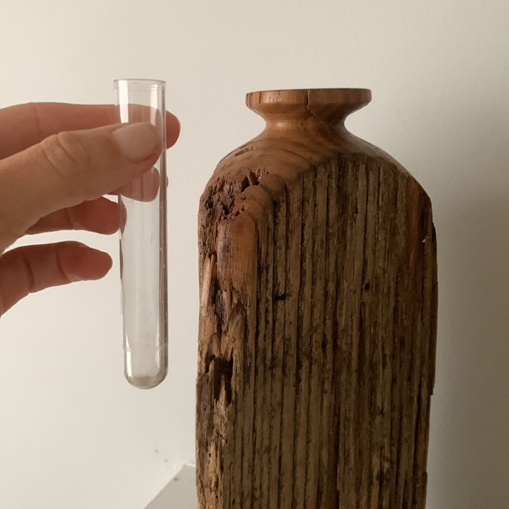 Vintage Wood Lathe Turned Vase Sculpture Carving Early century Art Tall hand md - Picture 4 of 10